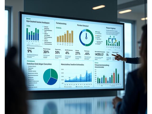 A modern data dashboard displaying various DEI metrics like diversity percentages, engagement scores, and retention rates