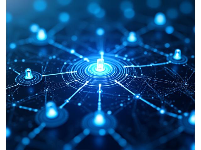 Stylized abstract representation of a secure digital network, with data flowing through encrypted tunnels protected by multiple layers of security